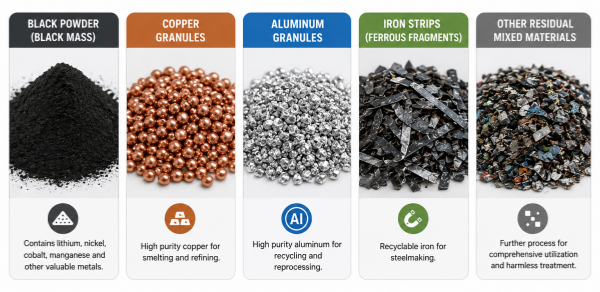 final outputs from lithium battery recycling